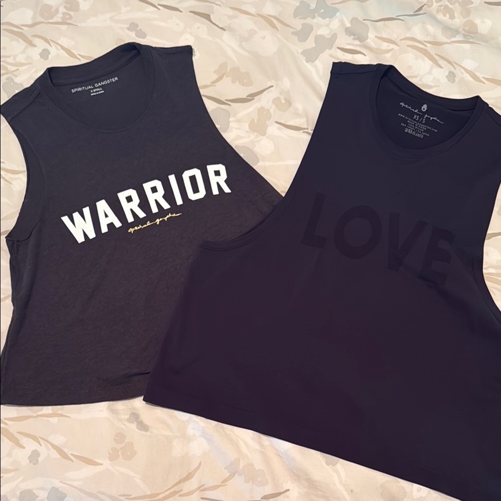 Spiritual Gangster Black and White Graphic Crop Muscle Tee Bundle